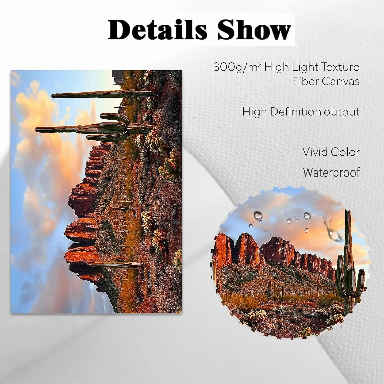 Abstract Cactus Wall Art Nature Mountain Painting Vintage Landscape Prints Desert Sunset Cactus Wall Art Western Scenery Painting Abstract Mountain Plant Picture Desert Botanical Prints 16x24in Frame