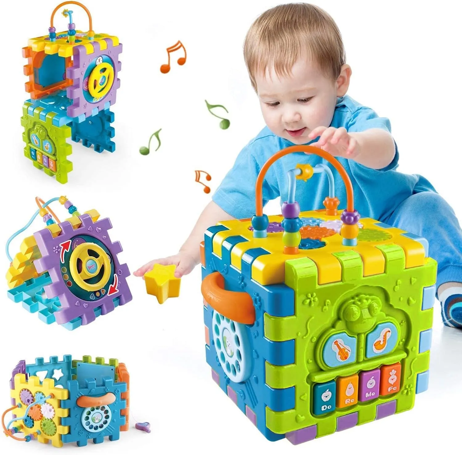 Activity Cube - Baby Toys 6-12 Months, Music & Light Up, Montessori Toys for 1-3 Years Old Boys & Girls