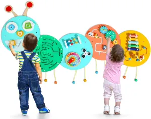 Activity Wall Busy Board: Montessori Sensory Wall Panles Caterpillar Learning Activity Panels - Wall Toys for Toddler Playroom Daycare