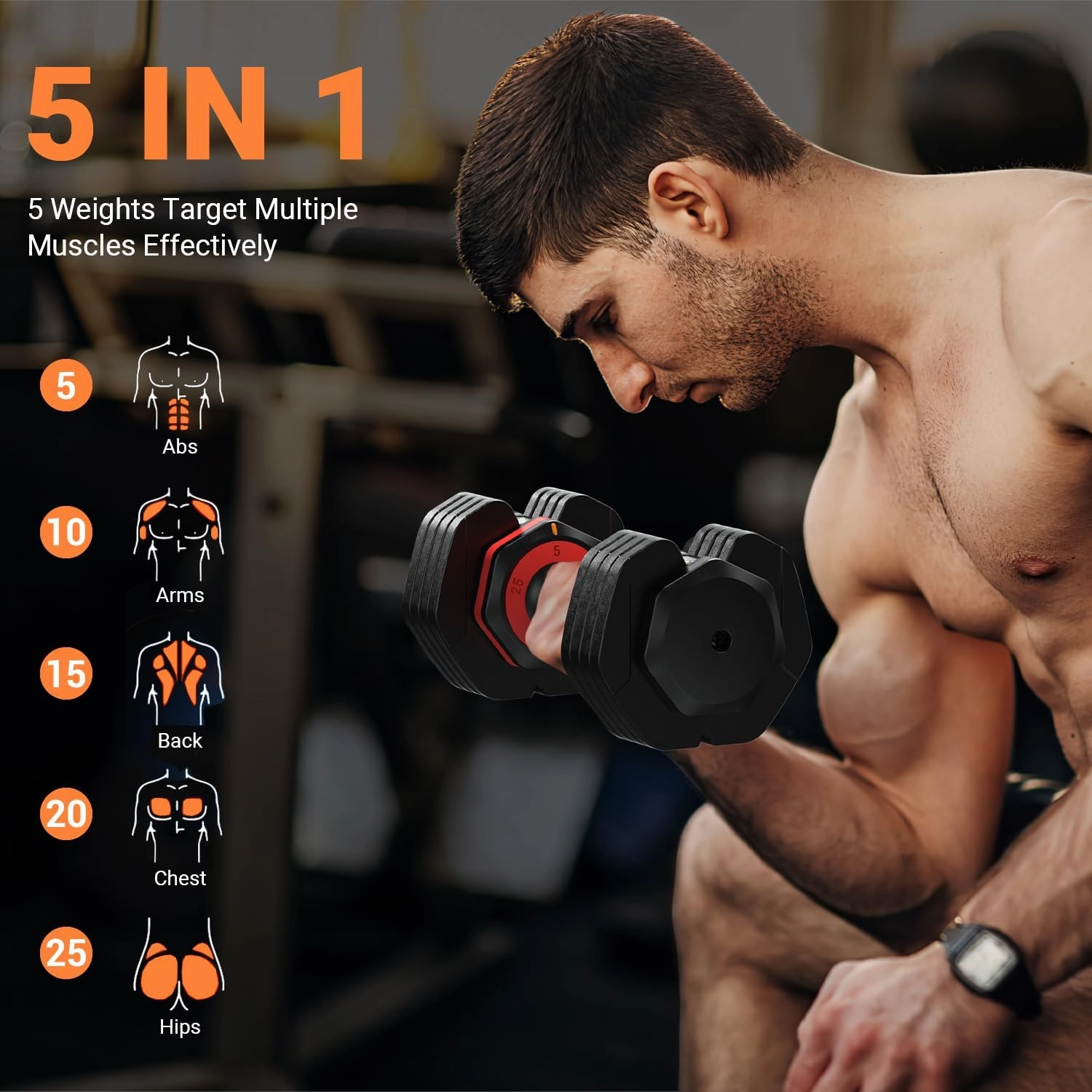 Adjustable Dumbbells Set of 2, 1 Hand Adjustable Weights Dumbbells Set, 5 in 1/10 in 1 Free Dumbbell with Anti-Slip Texture Handle, Weight Set For Home Gym Suit both Men and Women