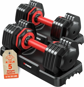 Adjustable Dumbbells Set of 2, 1 Hand Adjustable Weights Dumbbells Set, 5 in 1/10 in 1 Free Dumbbell with Anti-Slip Texture Handle, Weight Set For Home Gym Suit both Men and Women