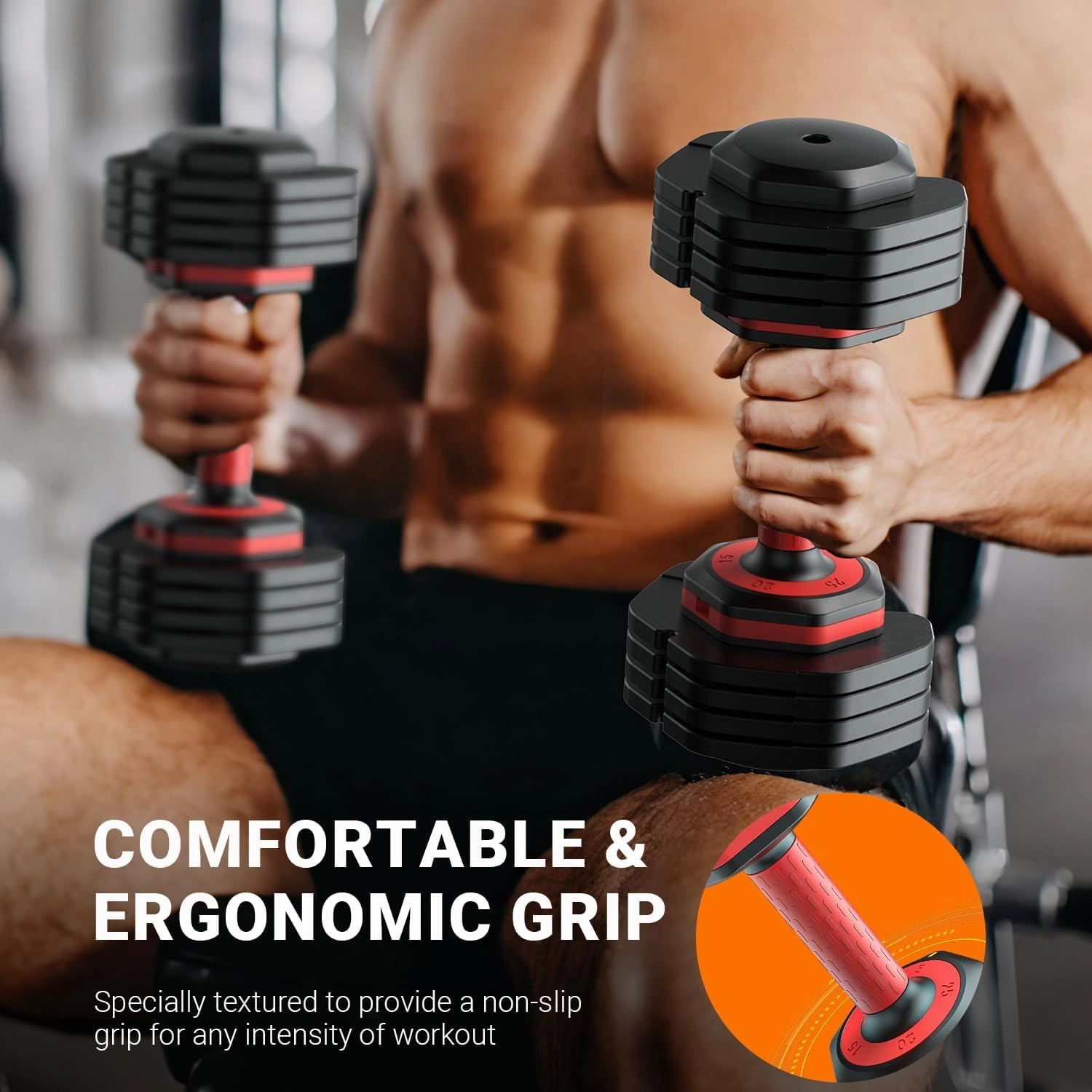 Adjustable Dumbbells Set of 2, 1 Hand Adjustable Weights Dumbbells Set, 5 in 1/10 in 1 Free Dumbbell with Anti-Slip Texture Handle, Weight Set For Home Gym Suit both Men and Women