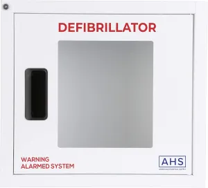 AED Cabinet | Defibrillator Wall Mounted Storage Cabinet White | Alarmed | Large Fits Zoll/Cardiac Science/All Brands