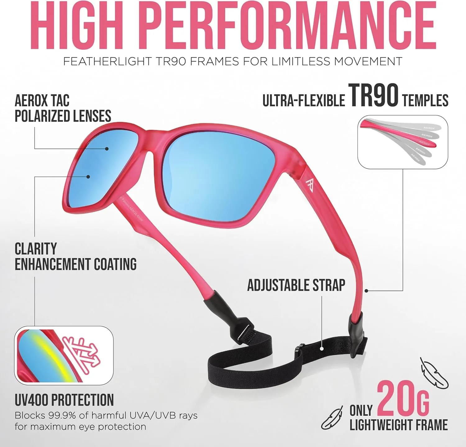 AEROX Polarized Sunglasses for Running, Cycling, Golf, and Driving - UV Protection Sports Glasses for Men, Women