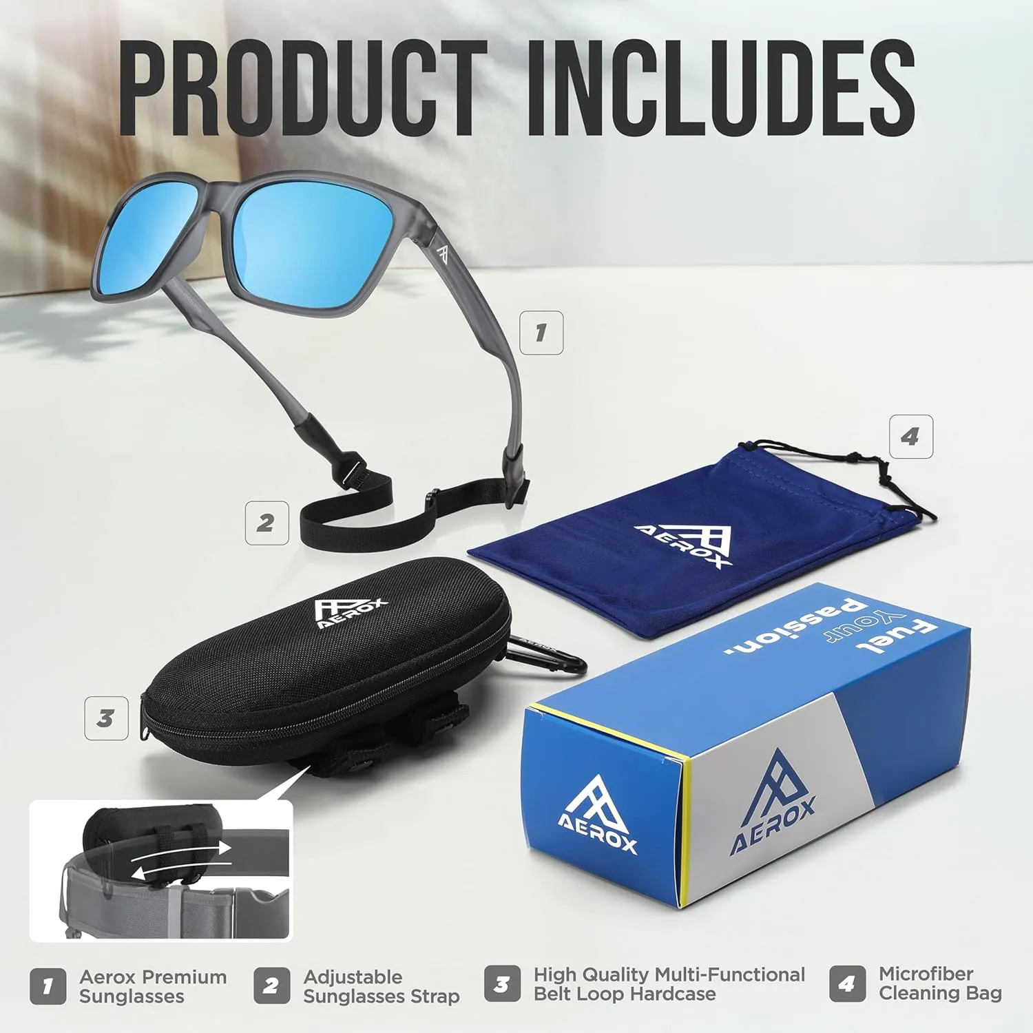 AEROX Polarized Sunglasses for Running, Cycling, Golf, and Driving - UV Protection Sports Glasses for Men, Women