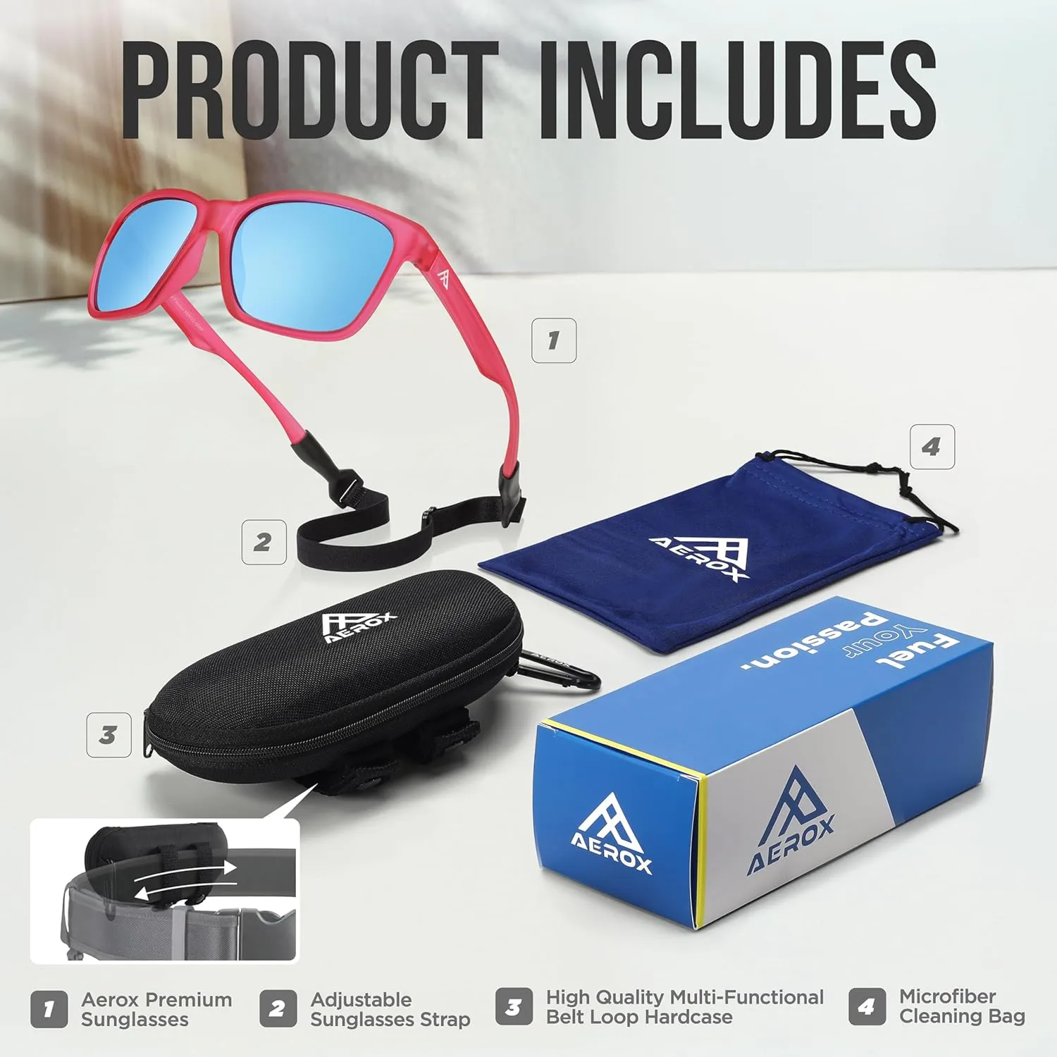 AEROX Polarized Sunglasses for Running, Cycling, Golf, and Driving - UV Protection Sports Glasses for Men, Women