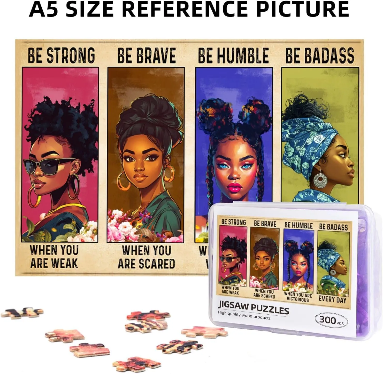 African American Jigsaw Puzzles Black Queen Girl Jigsaw Puzzles for Adults Fun Family Game Motivational Toy Educational