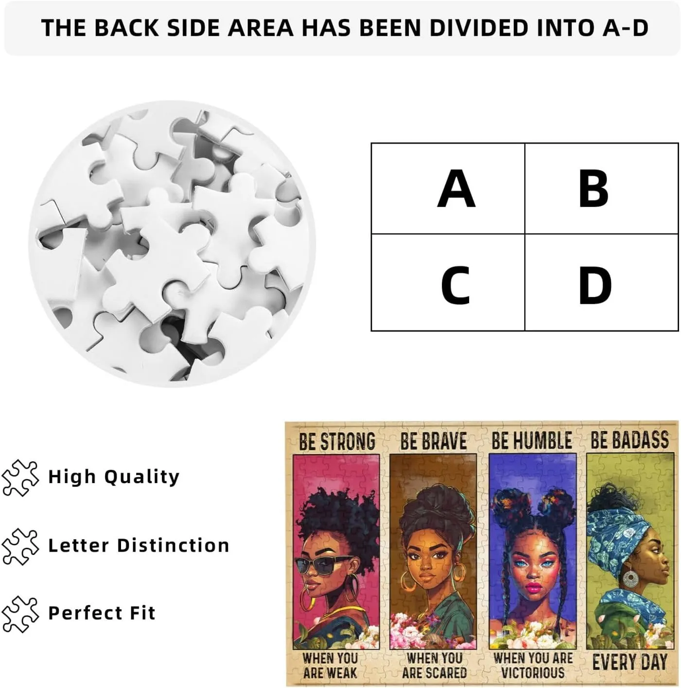 African American Jigsaw Puzzles Black Queen Girl Jigsaw Puzzles for Adults Fun Family Game Motivational Toy Educational