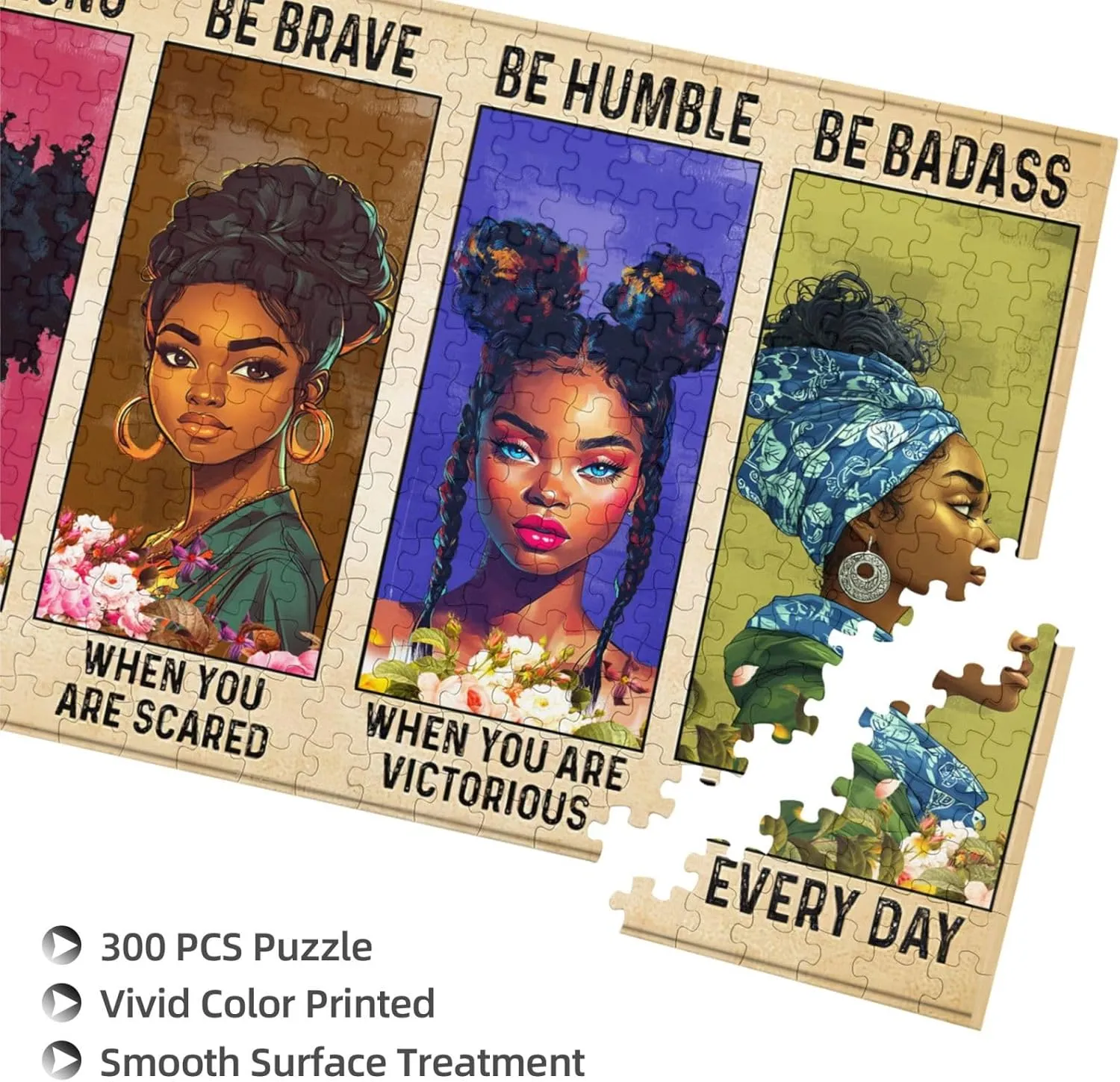 African American Jigsaw Puzzles Black Queen Girl Jigsaw Puzzles for Adults Fun Family Game Motivational Toy Educational