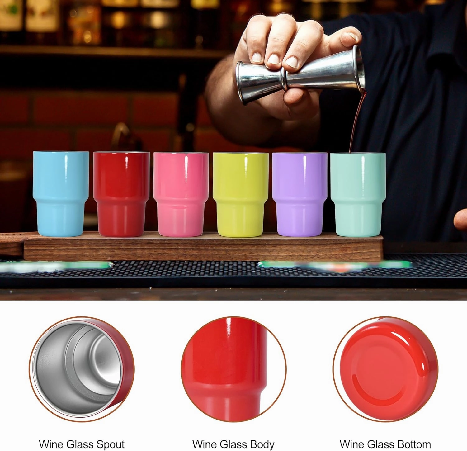 AGH 3 oz Mini Tumbler Shot Glass with Straw and Lid Pink Stainless Steel Sublimation Tumblers Double Wall Vacuum Insulated Cups, 6 Pack