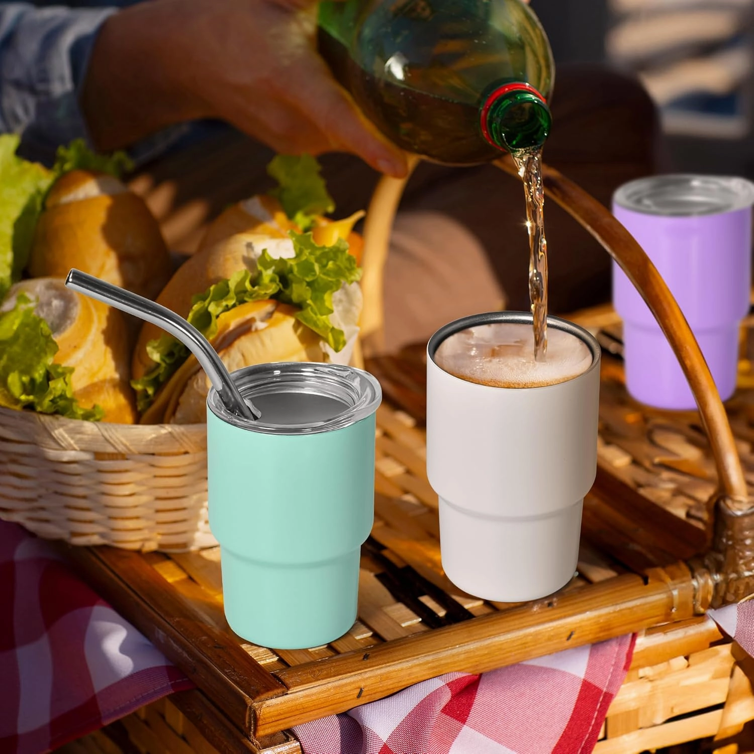 AGH 3 oz Mini Tumbler Shot Glass with Straw and Lid Rose Stainless Steel Sublimation Tumblers Double Wall Vacuum Insulated Cups, 6 Pack