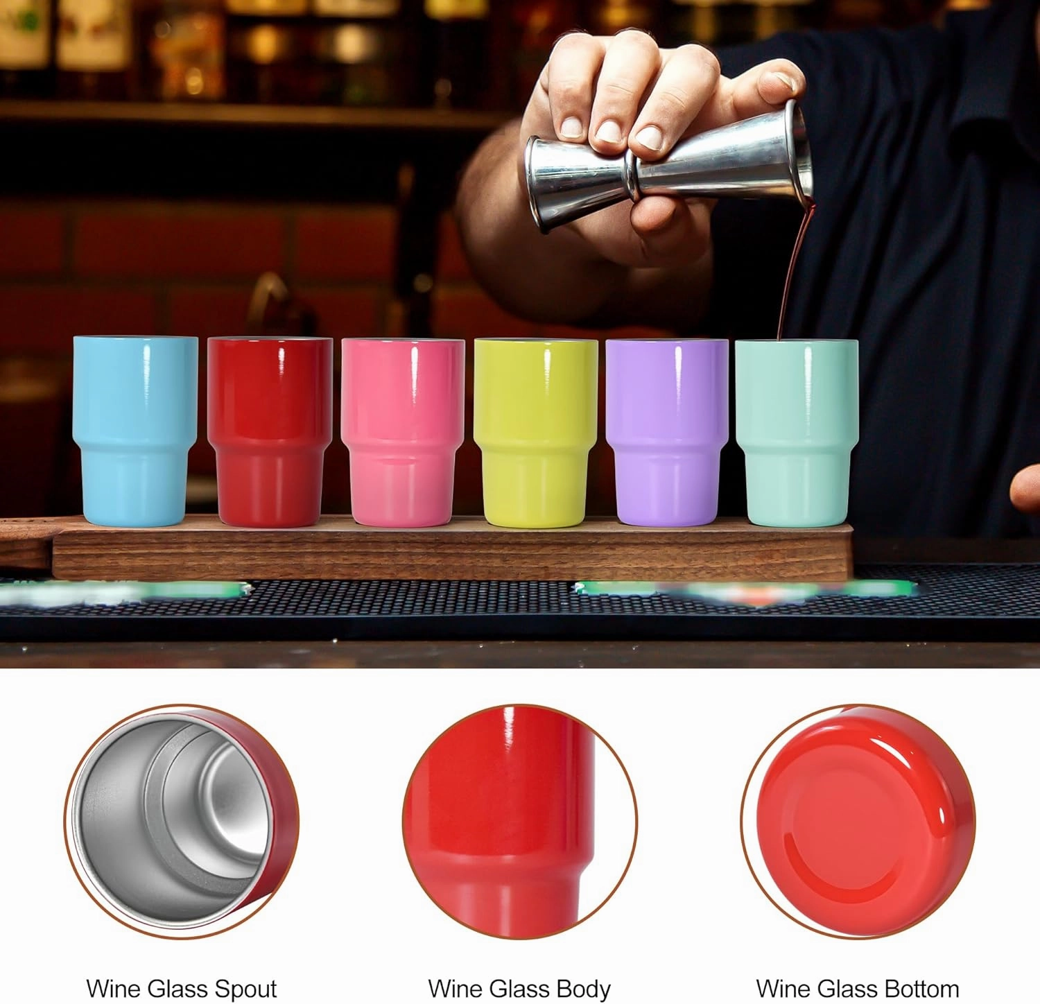 AGH 3 oz Mini Tumbler Shot Glass with Straw and Lid Rose Stainless Steel Sublimation Tumblers Double Wall Vacuum Insulated Cups, 6 Pack