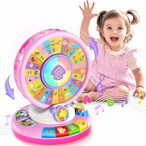 Aigybobo Toys for 1 2 3 Years Old Boys Girls, Musical Spin & Sing Alphabet Zoo with Lights & Sounds, Learning Educational Toys for Toddler 1-3, Christmas Birthday Gifts for Baby Kids Age 12-18 Months