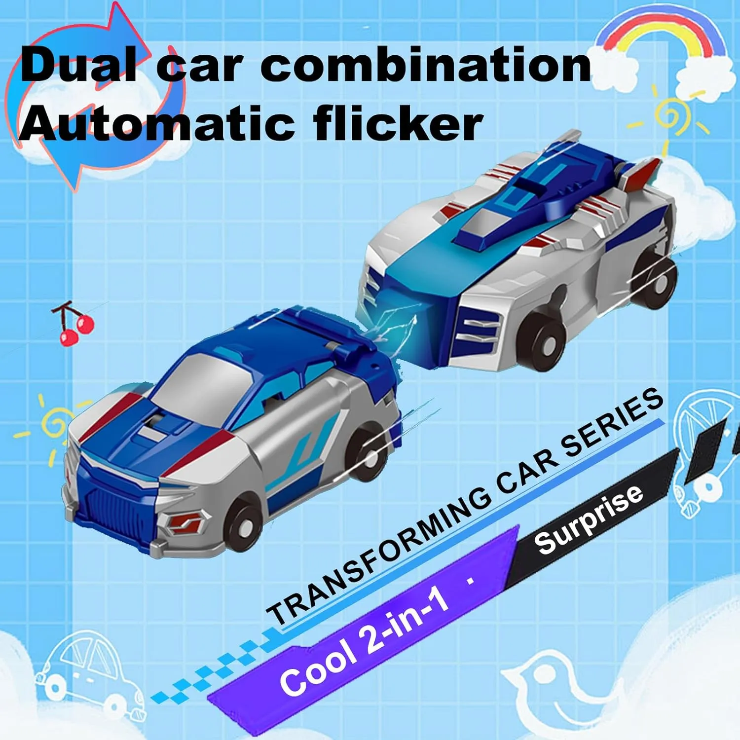 Aimery Dinosaur Transforming Car Toy, Magnetic Cars Transform into Dinosaurs,Fun - Collision Transformation Car Toys for Boys & Girls|Party Favors Gift for Birthday, Christmas