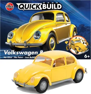 Airfix Quickbuild Volkswagen Beetle Yellow Brick Building Model Kit, Multicolor