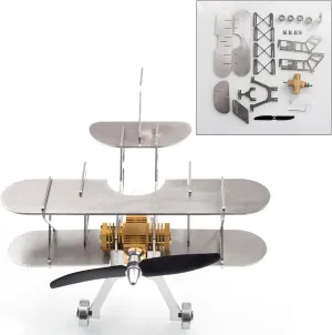 Airplane Stirling Engine Model Kit, Aircraft Stirling Engine Motor Model Set Hot Air Stirling Engine, Mechanical Metal Stirling Motor Electricity Power Generator for Adults, Type 6
