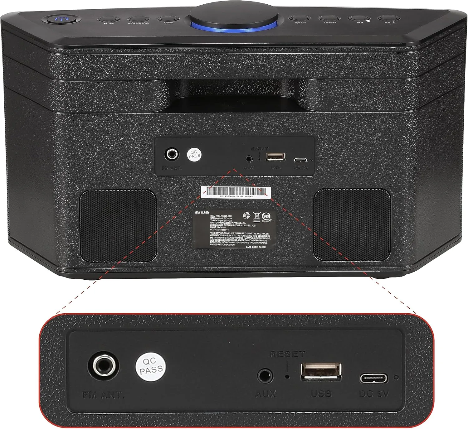 AIWA Wireless Speaker - Unleash Powerful Sound and Versatile Connectivity - Experience Bluetooth Freedom, FM Radio, Clock, 20W RMS, LCD Display, and Alarm Clock Functionality
