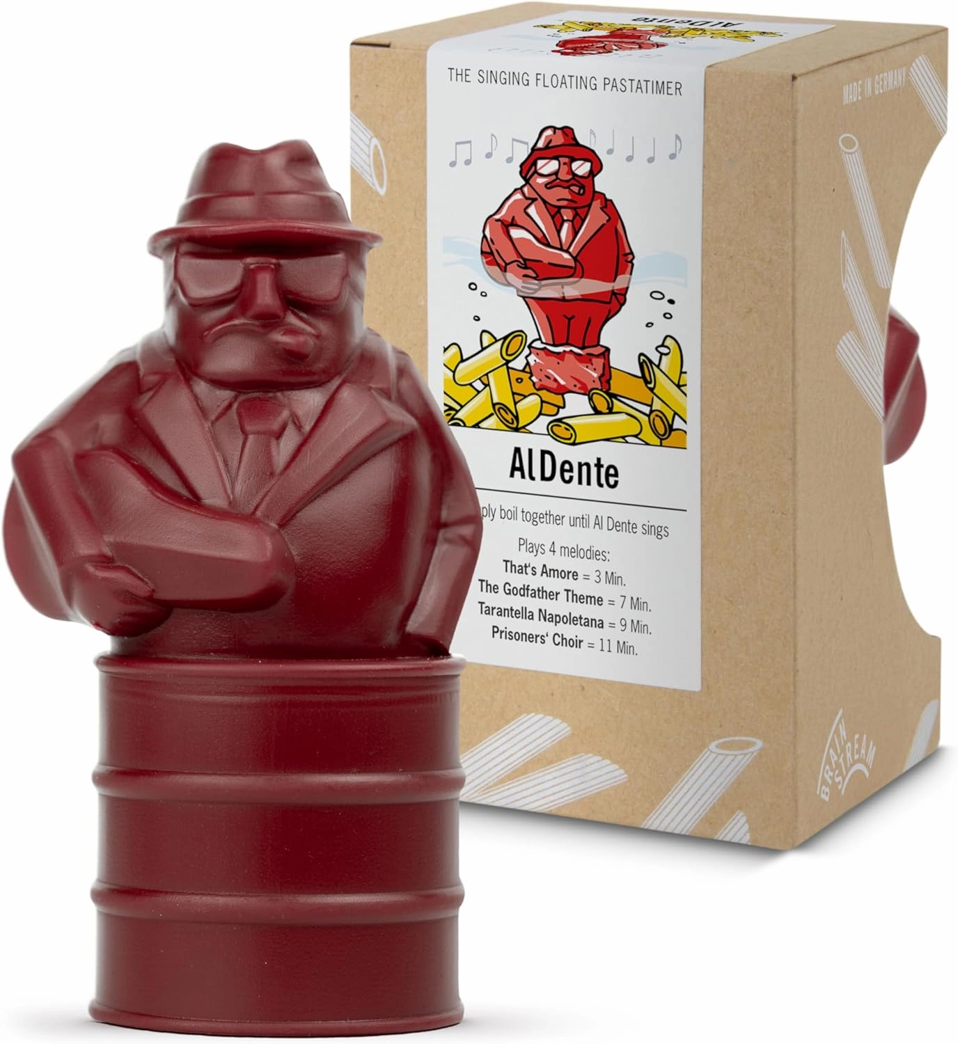 Al Dente Red - The Singing Floating Pasta Timer: Will Sing Different Tunes When Pasta is Ready at 3, 7, 9, and 11 Minutes, to be Boiled with Any Pasta in The Pot, Floats in Cold & Hot Boiling Water