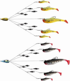 Alabama Rig Kit 5 Arms Alabama Umbrella Rig Bass Fishing Kit a Rig Fishing Lures Bait Rigs with Pre-Rigged Paddle Tail Swimbaits Boat Trolling Willow Blade Multi-Lure Rig