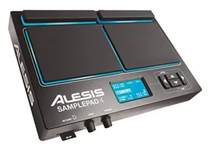 Alesis Sample Pad 4 | Compact Percussion and Sample Triggering Instrument with 4 Velocity Sensitive Pads, 25 Drum Sounds and SD/SDHC Card Slot,Black