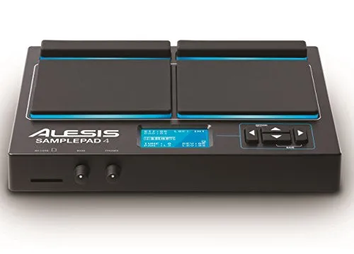 Alesis Sample Pad 4 | Compact Percussion and Sample Triggering Instrument with 4 Velocity Sensitive Pads, 25 Drum Sounds and SD/SDHC Card Slot,Black