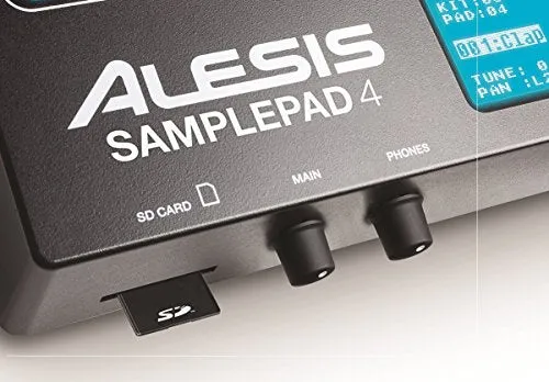 Alesis Sample Pad 4 | Compact Percussion and Sample Triggering Instrument with 4 Velocity Sensitive Pads, 25 Drum Sounds and SD/SDHC Card Slot,Black