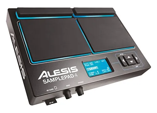 Alesis Sample Pad 4 | Compact Percussion and Sample Triggering Instrument with 4 Velocity Sensitive Pads, 25 Drum Sounds and SD/SDHC Card Slot,Black