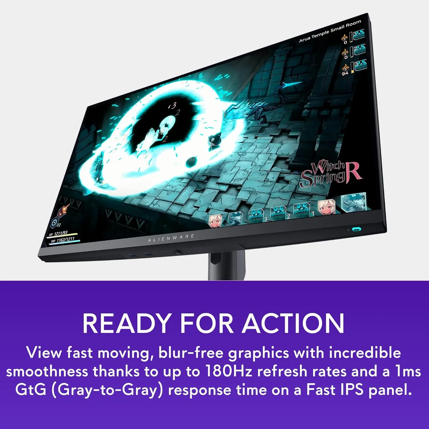 Alienware AW2724DM Gaming Monitor - 27" QHD 180Hz w Overclock, AMD FreeSync Premium Pro, NVIDIA G-SYNC, VESA Display - Black,Black/Silver