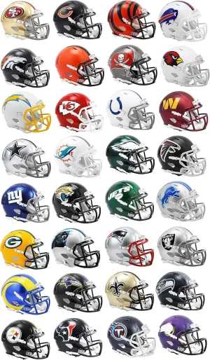 All 32 NFL Current Riddell SPEED Revolution Mini Football Helmets - All New in Individual Riddell Boxes