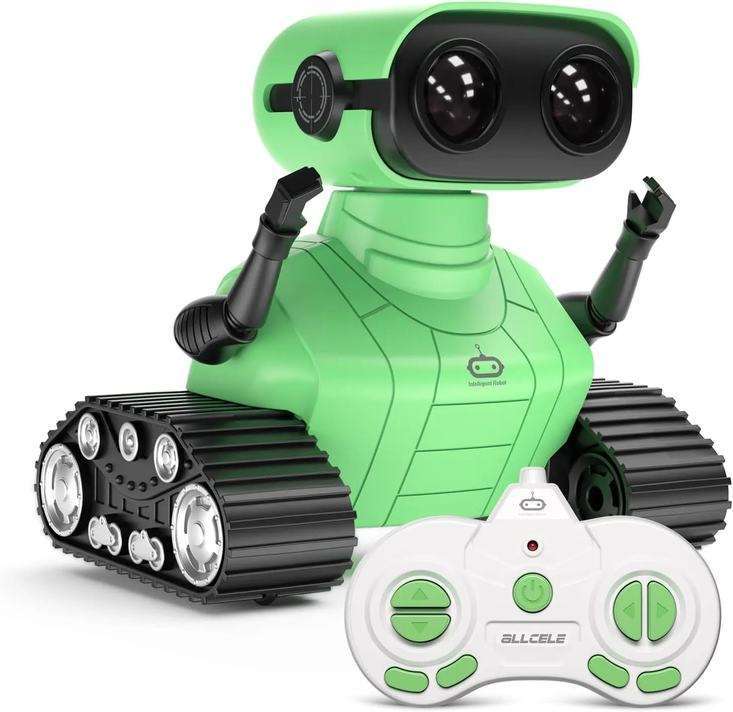 ALLCELE Robot Toys, Rechargeable RC Robot for Boys and Girls, Remote Control Toy with Music and LED Eyes, Gift for Children Age 3 Years and Up - Green