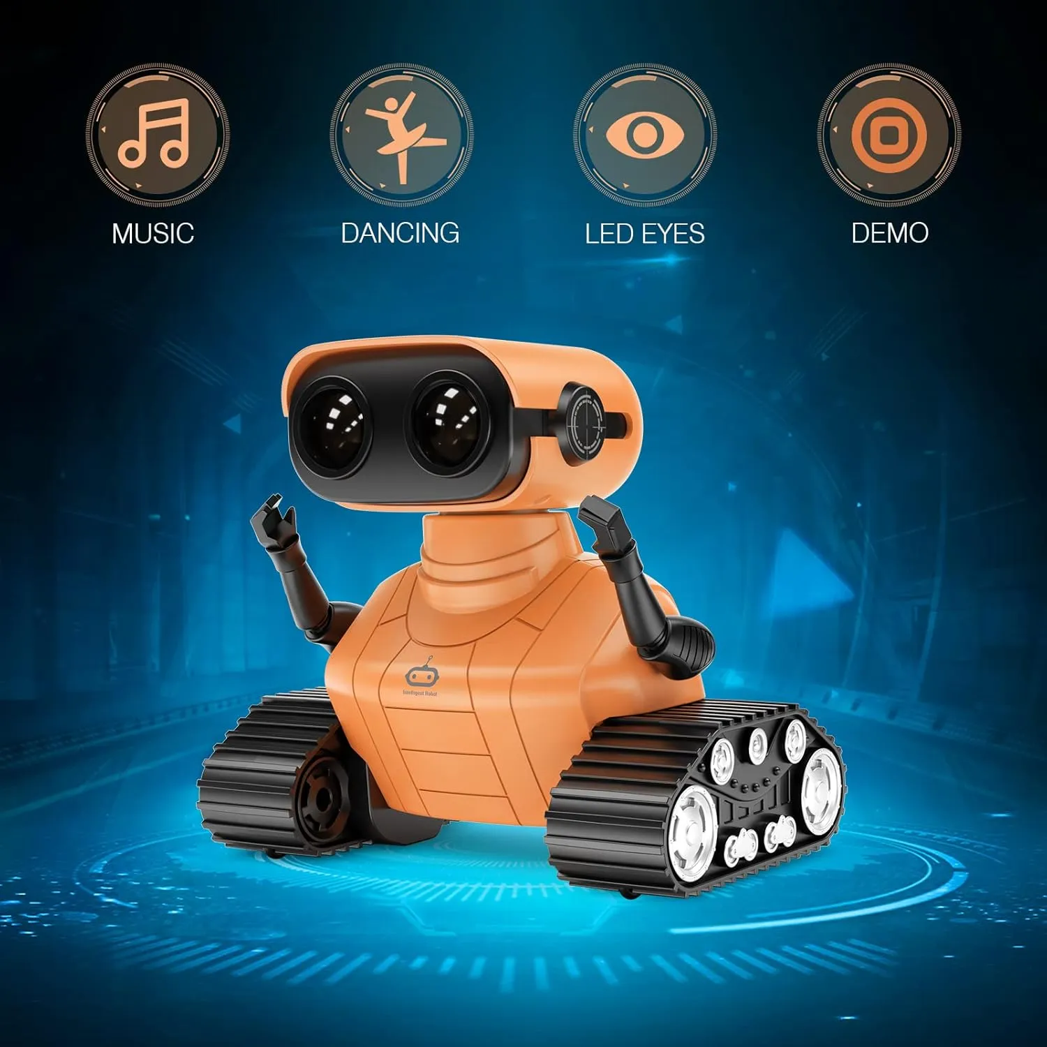 ALLCELE Robot Toys, Rechargeable RC Robots for Kids Boys, Remote Control Toy with Music and LED Eyes, Gift for Children Age 3 Years and Up - Orange