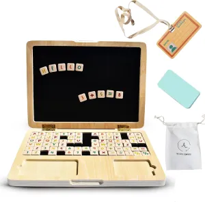 Alle My First Laptop, Toddler Learning Toys and Wooden Toy Computer, Magnetic and Drawing Board Toy for Kids, Educational Toys for 3 4 5 6 7 8 Year Old Kids