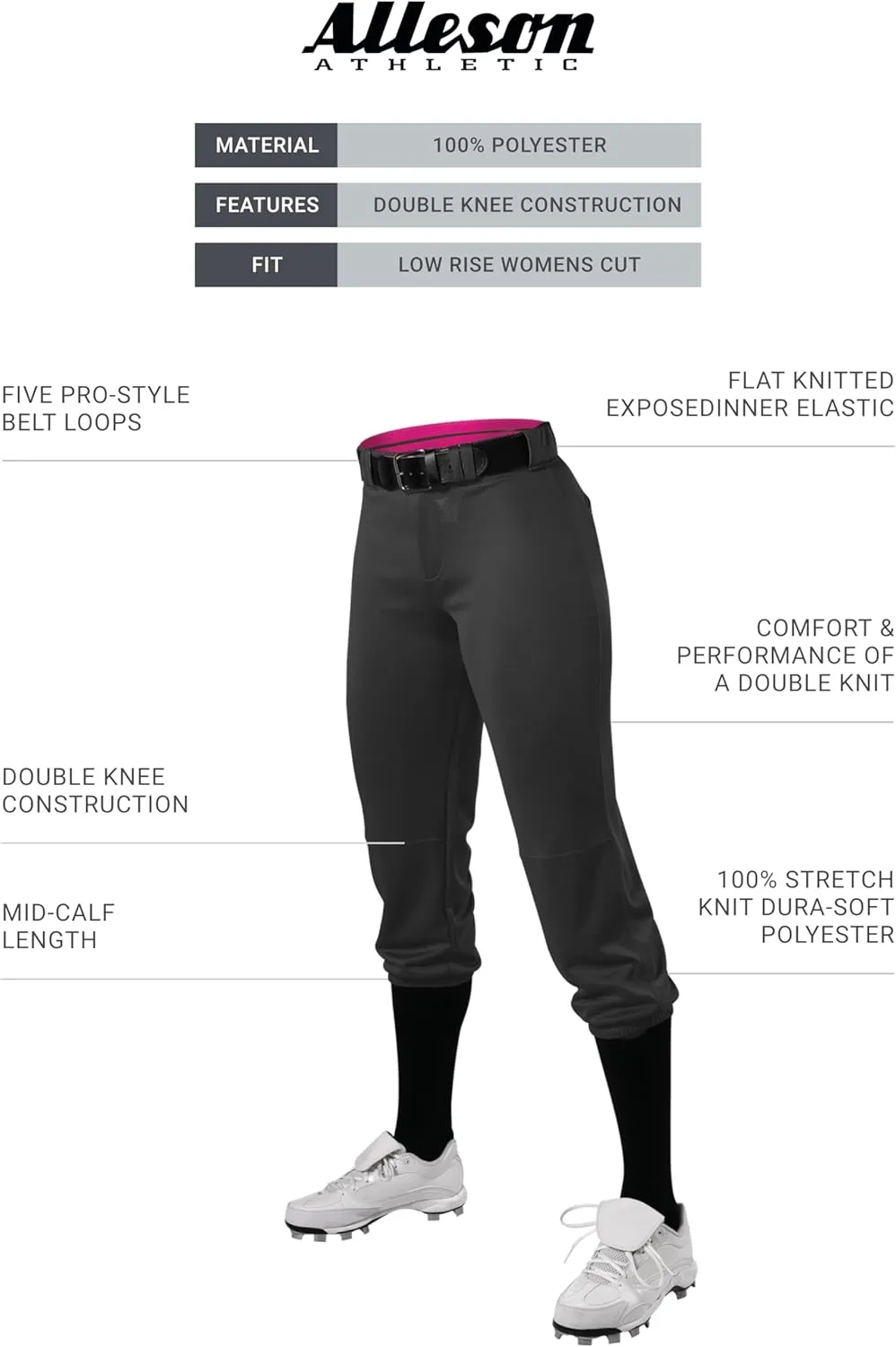 Alleson Athletic Teen-Girl's Fastpitch/Softball Speed Premium Pant – Pro-Style Fit and Durable Construction
