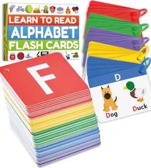 Alphabet Flash Cards - Thick ABC Flash Cards for Kids Ages 3-6 - Lowercase & Uppercase Letter Recognition Learning Game