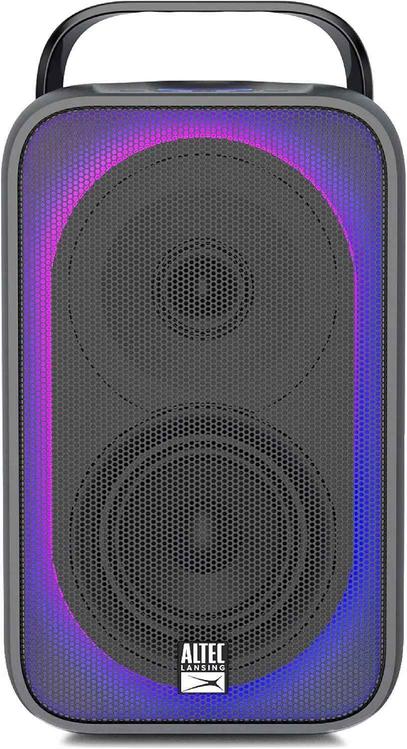 Altec Lansing Shockwave Wireless Party Speaker - 60W Bluetooth Speaker with Long Lasting 6 Hour Battery, Multi LED Modes, Multiple Bass Boost Modes, Party Sync