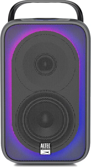Altec Lansing Shockwave Wireless Party Speaker - 60W Bluetooth Speaker with Long Lasting 6 Hour Battery, Multi LED Modes, Multiple Bass Boost Modes, Party Sync