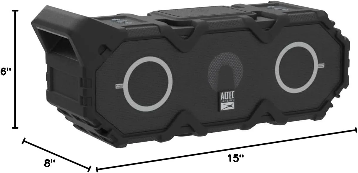 Altec Lansing Super LifeJacket Jolt - Waterproof Bluetooth Speaker, Durable & Portable with Qi Wireless Charging and Customizable Lights, Wireless Speaker for Travel & Outdoor Use