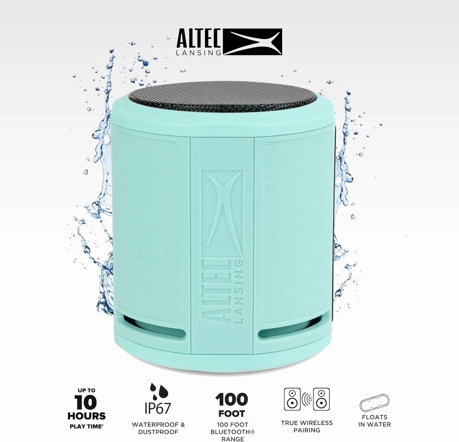 Altec Lansing HydraOrbit - Waterproof Bluetooth Speaker, Lightweight & Portable Speaker for Travel & Outdoor Use, Mint