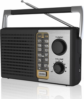 AM FM Radio with Best Reception, Portable Battery Operated Transistor Radios, Headphone Jack, AC Powered, Suit for Senior and Home, Black