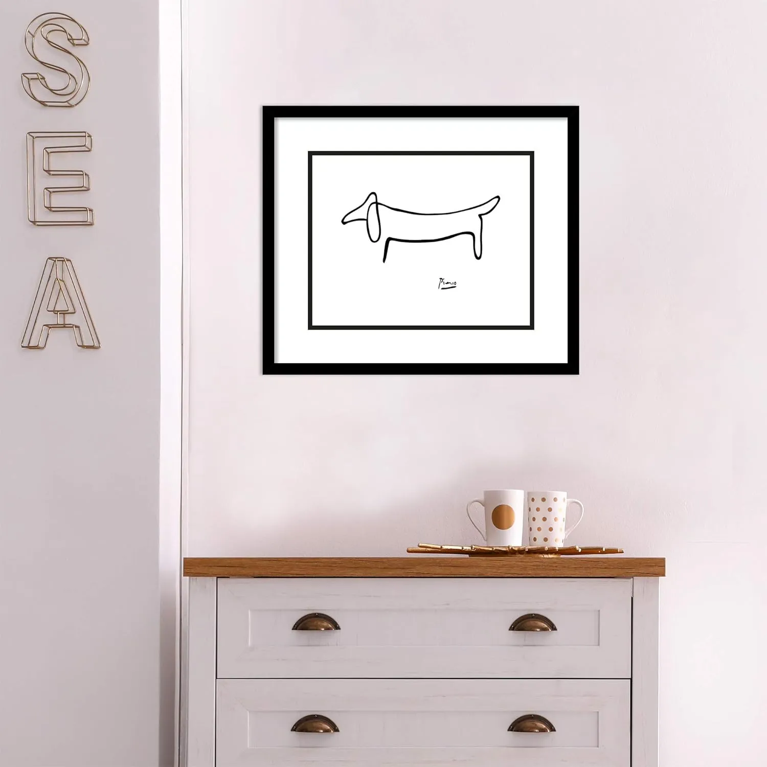 Amanti Art Framed Wall Art Print 17x20 Le Chien (The Dog) by Pablo Picasso, Animals Wall Art, Museum Masters Classics Decor, Small Poster Painting Artwork for Living Room, Bedroom, Bathroom, Kitchen