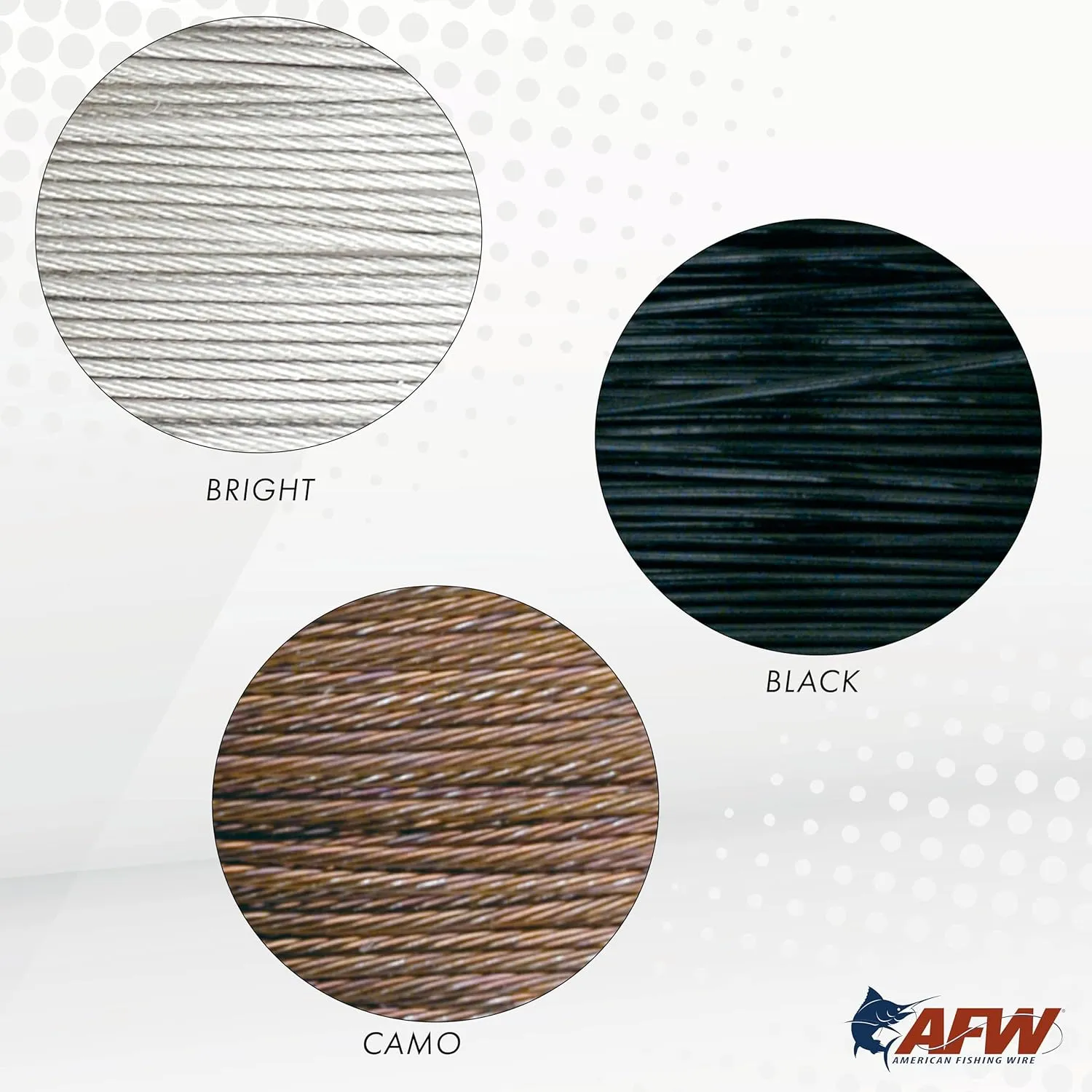 American Fishing Wire Surflon Micro Supreme Nylon Coated 7x7 Stainless Steel Leader Wire - Knottable Wire Leaders for Fishing Saltwater, Fly Fishing, 13lb Test - 90lb Test, Bright, Black & Camo Colors