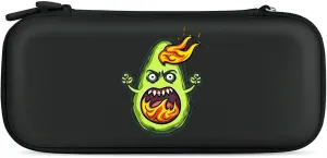 Angry Avocado with Flames Hard Shell Travel Case with Rope 15 Game Card Pockets Compatible with Switch Protective