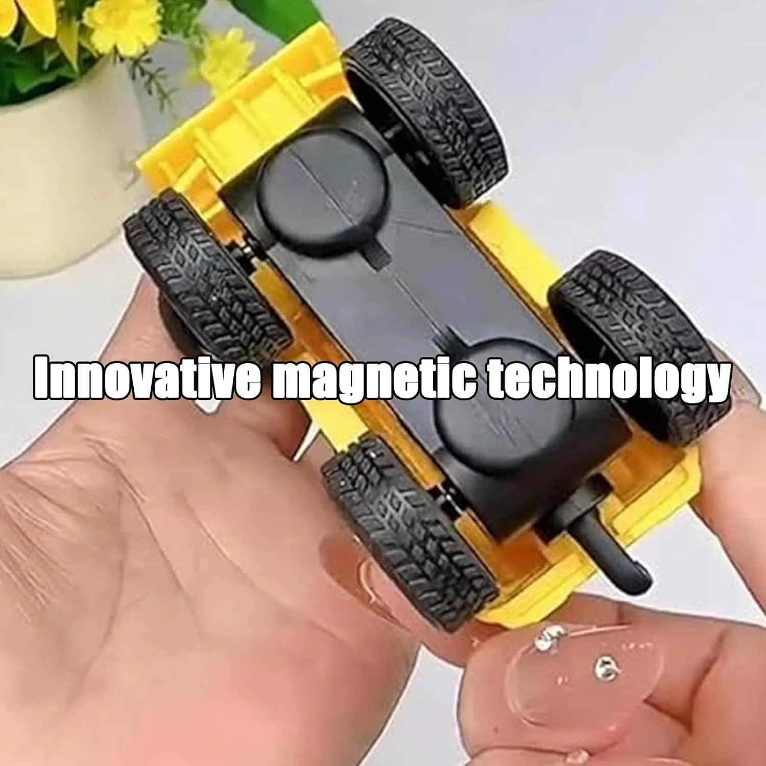 Anowadays Magnetic Wall Climbing Toy Car, Emboadlie Magnetic Wall Climbing Toy Car, Magnetic Levitation Inertia Climbing Wall ToyCar, Cars That Drive on Walls and Ceiling (1*Yellow 1*Blue)