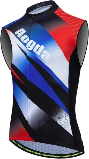 Aogda Cycling Vest for Men Bike Jerseys Team Biking Sleeveless Tops Clothing
