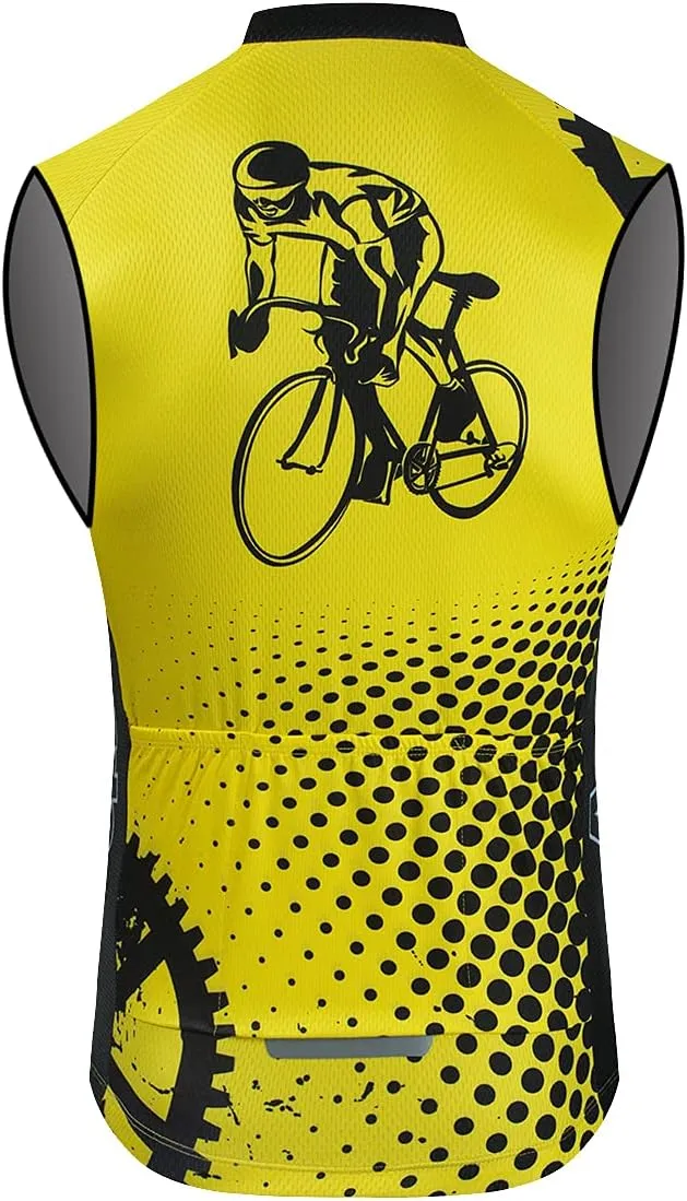 Aogda Cycling Vest for Men Bike Jerseys Team Biking Sleeveless Tops Clothing