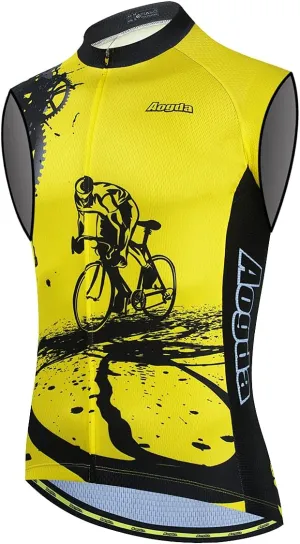 Aogda Cycling Vest for Men Bike Jerseys Team Biking Sleeveless Tops Clothing