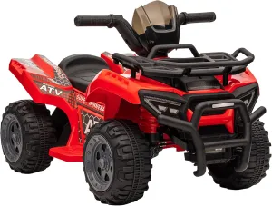 Aosom Kids ATV Four Wheeler Ride on Car, Motorized Quad, 6V Battery Powered Electric Quad with Songs for 18-36 Months, Red