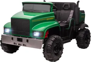 Aosom Ride-on Tractor 2-Seater Battery-Powered Car for Kids with Large High-Traction Wheels, 12V Truck Ride-on Toy with Rear Storage, Outdoor Toy, Green