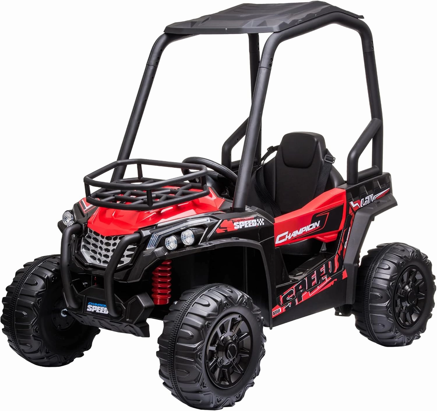 Aosom 12V Kids UTV, Battery Powered Electric Ride on Car with Music, Lights, MP3/USB, Suspension System & Remote Control, Toy Vehicle for Boys and Girls, Red