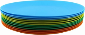 AOYITE Plastic Dinner Plates Reusable BPA Free Dishwasher Safe Microwaveable Plate for Any Occasion, BBQ, Travel, and Events (Multicolor set of 12)